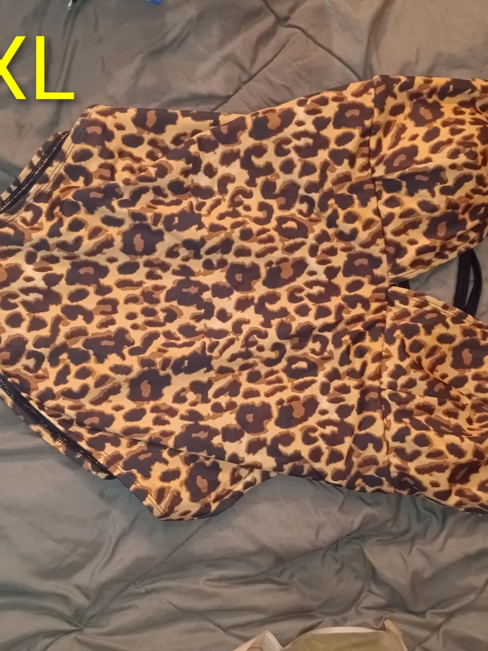 Leopard Print High Neck One-Piece Swimsuit - 3XL - Brown Leopard